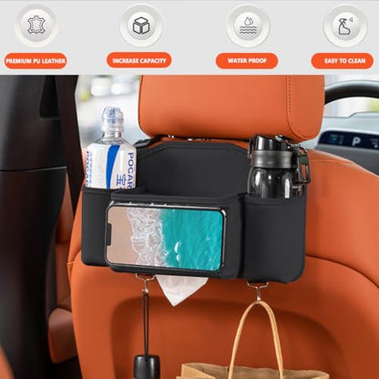 Tumecos Car Seat Back Storage Bag, Car Backseat Organizer with Tissue Box, Large Capacity Car Storage Box, Multi-function Car Rear Seat Storage Pocket, Universal for Most Vehicles (Style B, Black) - style: Style B