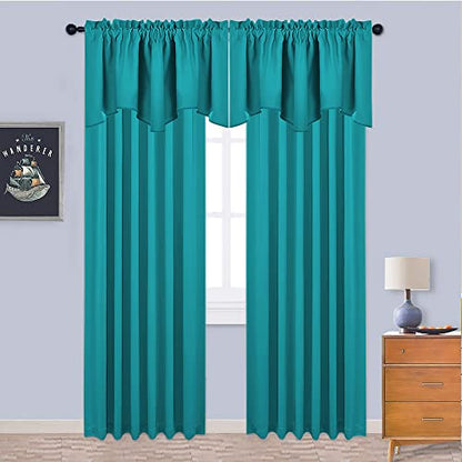 NICETOWN Blackout Valances Scalloped Tier Drape - 42 inches by 18 inches Energy Efficient Rod Pocket Valance Window Treatment Tier Curtain for Camper RV/Bedroom, Peacock Teal, 1 Piece - color: Peacock Teal, size: 42"W x 18"L (Pack of 2)