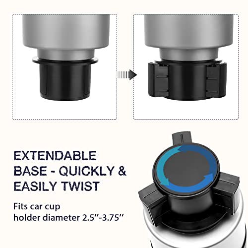 Seven Sparta Car Cup Holder Expander with Adjustable Base, Compatible with Hydro Flasks 32/40 Ounce, Compatible with Yeti Ramblers 20/26/30 Ounce, Other Bottles in 3.4"-3.8"(Silver Gray) - color: Silver, size: Medium*1