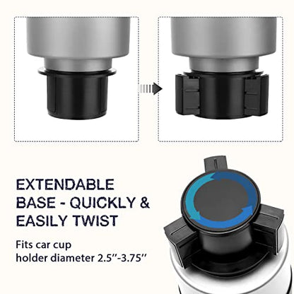 Seven Sparta Car Cup Holder Expander with Adjustable Base, Compatible with Hydro Flasks 32/40 Ounce, Compatible with Yeti Ramblers 20/26/30 Ounce, Other Bottles in 3.4"-3.8"(Silver Gray) - color: Silver, size: Medium*1