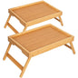 Breakfast Tray with Folding Legs Set of 2, Bamboo Bed Tray Table 15.7" Foldable TV Dinner Tray with Ergonomic Wave Handles for Bed Couch Sofa, Breakfast, Snacks, Coffee, Natural - color: Natural, size: Medium