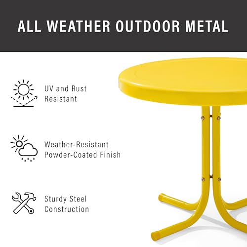 Crosley Furniture Griffith Weather Resistant Retro Metal Outdoor Side Table for Patio, Deck, Porch, Yellow - color: Yellow