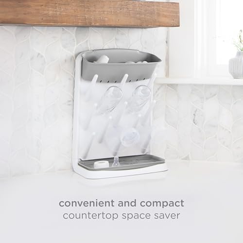 Ubbi Vertical Baby Bottle Drying Rack, Space Saving Countertop Bottle Dryer with Tray, Baby Bottle Organizer for Pump Parts, Pacifiers & Accessories, Dishwasher Safe, Gray - color: Gray Vertical Drying Rack