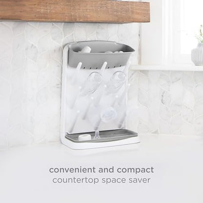 Ubbi Vertical Baby Bottle Drying Rack, Space Saving Countertop Bottle Dryer with Tray, Baby Bottle Organizer for Pump Parts, Pacifiers & Accessories, Dishwasher Safe, Gray - color: Gray Vertical Drying Rack