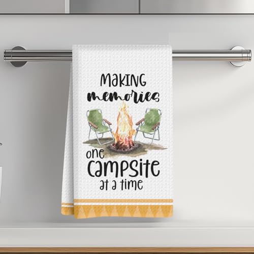 Camping Kitchen Towels 24x14 Inch, Bonfire Forest Rv Decor Waffle Weave Hand Towels for Kitchen, White Absorbent Microfiber Dish Cloth Tea Towel, Novelty Camping Gifts for Women Campers-02 - color: Multicolor 01141