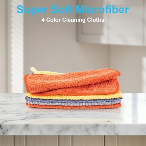 Microfiber Cleaning Cloths 12" x 12": 10 Pack Reusable lint-Free | Towels for Glass, Mirrors, Windows, Stainless Steel, Busting, Kitchen, Bathroom and Car Detailing