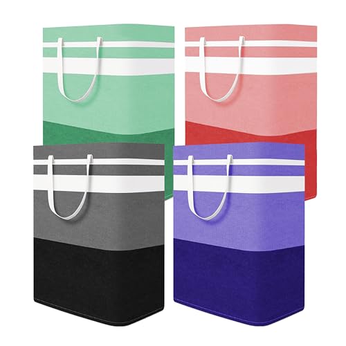 Foldable Laundry Basket，Large Laundry Baskets with Handles,Waterproof Laundry Hamper,Collapsible Laundry Hampers for Clothes Organizer 80L (Black&Red&Green&Purple) - color: Black&Red&Green&Purple