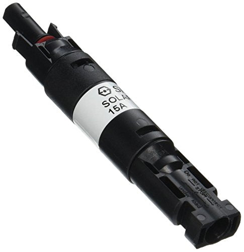 Renogy 15A Male and Female Connector Waterproof in-Line Fuse Holder w/Fuse, Black - size: 15 A (Pack of 1)