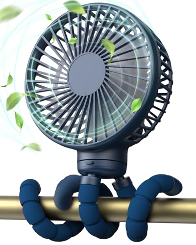 FRIZCOL Stroller Fan for Baby - Portable Fans Rechargeable - Battery Operated Fan(Use for 24Hrs) - Fan for Handheld/Clip On/Car Seat/Desk/Camping (Dark Blue) - color: Drak Blue
