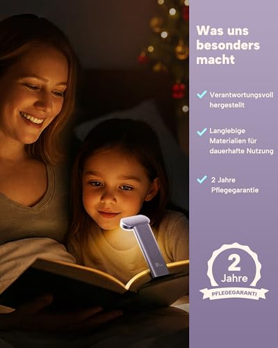 86lux Book Light, Reading Light for Book in Bed, USB Rechargeable LED Night Light with 3 Colors & Stepless Dimming, Aluminum Alloy Bookmark Light for Book Lovers, Lavender - color: Lavender