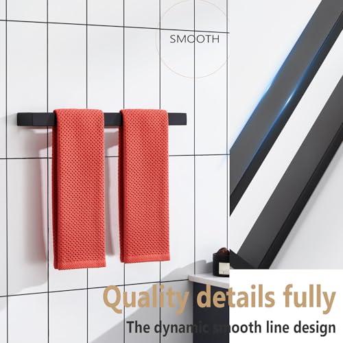 KOKOSIRI Towel Bar Matte Black Bath Towel Holder 16-Inch Kitchen Rack Stainless Steel for Bathroom Hardware Wall Mounted, 1 Pack B4008BK-L16 - color: Matte Black, size: 16-Inch