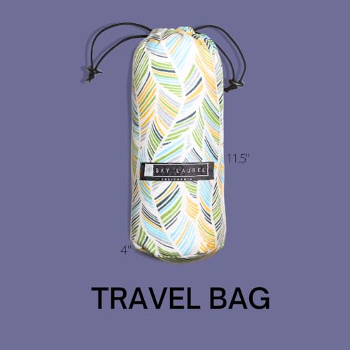 BAY LAUREL Turkish Beach Towel with Travel Bag 39 x 71 Quick Dry Sand Free Lightweight Large Oversized Towels Light - color: Dark Blue With Yellow Floral Bag