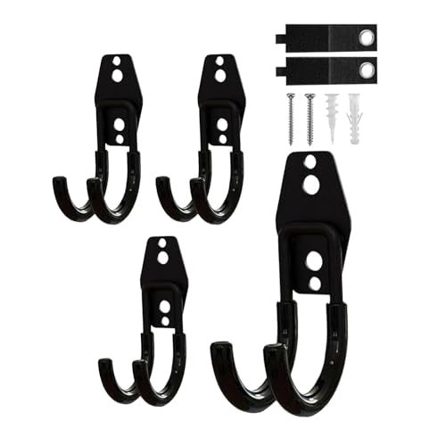 4 Pack Garage Hooks Heavy Duty, Steel Utility Ladder Hooks for Hanging Tools,Bikes, Hoses and Ropes - Wall Mount Organizer with Anti-Slip Coating（2.8in）