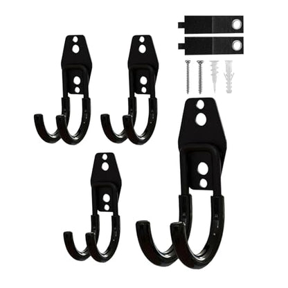 4 Pack Garage Hooks Heavy Duty, Steel Utility Ladder Hooks for Hanging Tools,Bikes, Hoses and Ropes - Wall Mount Organizer with Anti-Slip Coating（2.8in）
