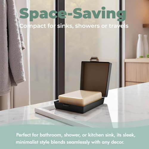 Soap Container, Shower Square Bar Holder Fit Handmade Soap, Travel Soap Case (Translucent Black) - color: Translucent Black