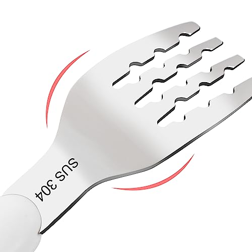 VANRA 2 Pieces Toddler Fork and Spoon Set with Travel Case 18/8 Stainless Steel Toddler Utensils Kids Silverware Children Flatware Child Cutlery Set for School Lunch Box (White) - color: White