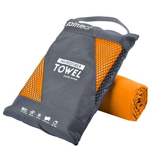 Rainleaf Microfiber Towel Perfect Travel & Gym & Camping Towel. Quick Dry - Super Absorbent - Ultra Compact - Lightweight. Suitable for Trip, Beach, Shower, Backpacking, Pool - color: Orange, size: 60.00" x 30.00"