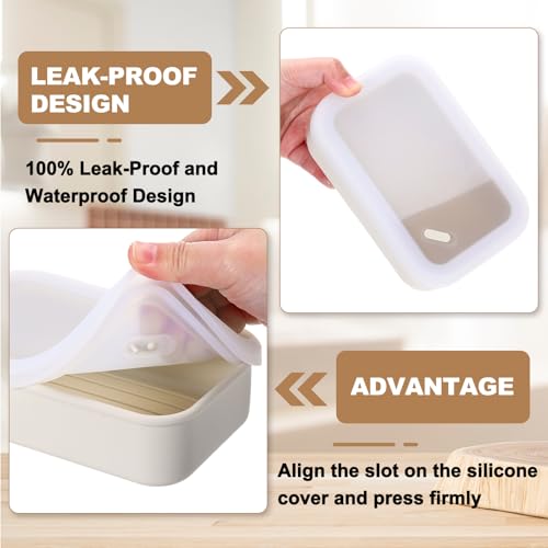 PATIKIL Leakproof Travel Soap Case, Silicone Travel Soap Container with Draining Layer Portable Bar Soap Holder for Bathroom Camping Gym, Translucent White - color: Translucent White