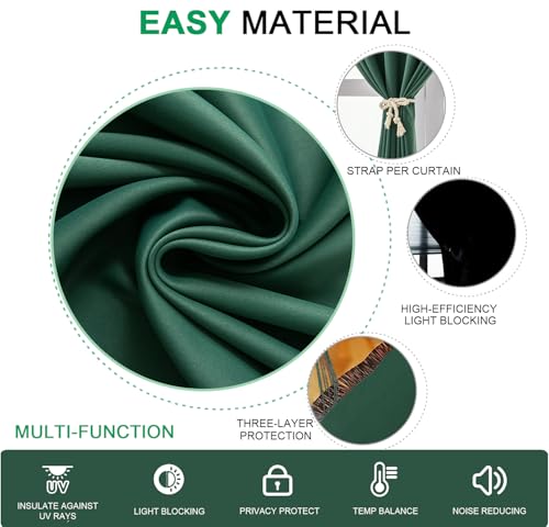 Adhesive Curtain - No Drilling, No Rod, Easy to Install Blackout Curtains for Window Blinds,Bedroom(Dark Green 35 * 71in-1P) - color: Dark Green, size: 35"W x 71"L (Pack of 1)