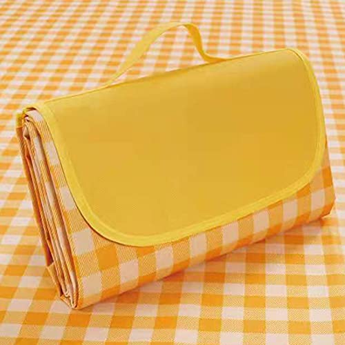 Extra Large Picnic Blanket Beach Blankets, 80''x60'' Picnic Mat Waterproof Sand Proof Foldable Portable for Outdoor Camping Hiking Travel Grass Park Music Festival Lawn Mats (yellow, 80x60 inch) - color: Yellow 80x60 Inch
