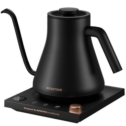 INTASTING Electric Kettles, Gooseneck Electric Kettle, ±1℉ Temperature Control, Stainless Steel Inner, Quick Heating, for Pour Over Coffee, Brew Tea, Boil Hot Water, 0.9L Black - color: Black