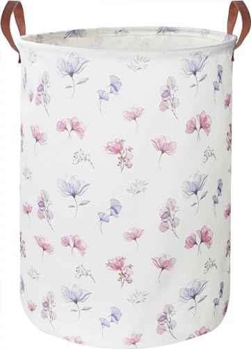 19.7’’ Waterproof Foldable Laundry Basket, Dirty Clothes Hamper, Books Bins, Gift Baskets, Room Decor(Watercolor Flower) - color: Watercolor Flower