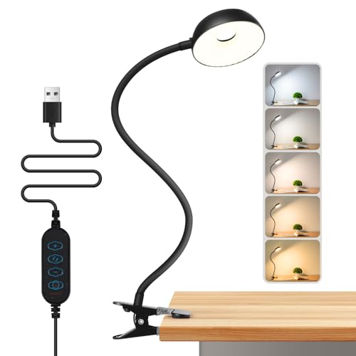 LiFMIRA Reading Light for Beds Headboards, Clip on Light LED Reading Book Light with Clamp Eye-Friendly Desk Lamp 3 Color Modes & 10 Brightness Flexible Reading Lights for Books in Bed Bedside Black - color: Black