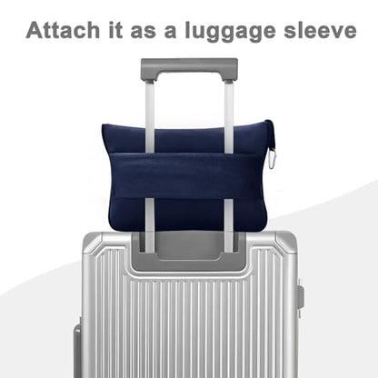 Travel Blanket and Pillow Compact, Premium Soft 2 in 1 Airplane Blanket with Soft Bag Pillowcase，Hand Luggage Sleeve and Backpack Clip (Navy) - color: Navy