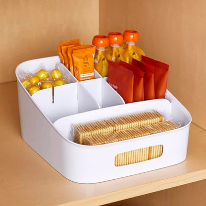 YouCopia ShelfBin Adjustable Snack Bin, BPA-Free Divided Storage Basket for Kitchen Pantry Organization, One Size, Speckled White - size: Adjustable Snack Bin