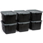 Rubbermaid Heavy Duty Black Storage Bins Plastic Totes with Lids for Storage, Stackable, Large Capacity, Durable, Multipurpose, 14 GAL, 6 Pack (14 GAL - 6 Pack Solid Black and Grey) - size: 14 Gal - 6 Pack