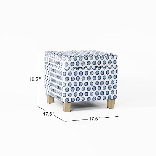 HomePop 18" Classic Square Storage Ottoman - Green Medallion Ikat Print - color: Green