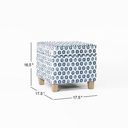 HomePop 18" Classic Square Storage Ottoman - Green Medallion Ikat Print - color: Green