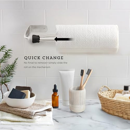 Kamenstein Perfect Tear Paper Towel Holder Wall Mount or Under Cabinet - Die Cast Aluminum, Patented Ratchet System, Fits Jumbo and Select-A-Size Rolls, Mounts in Kitchen, Bathroom, Garage - size: 14 Inch