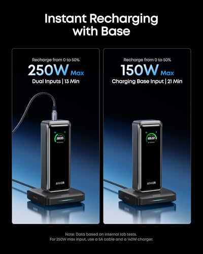 Anker Prime Power Bank and Charging Base, 26,250mAh 300W Max Portable Charger with Base for 6 Devices, Two-Way Charging, Flight-Approved, App Control, for Creators, MacBook, iPhone 17 Series, and More