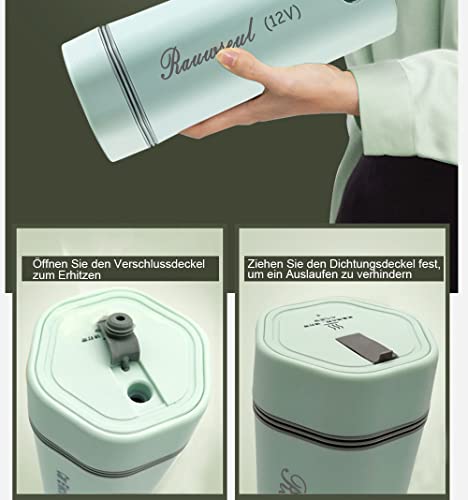 Portable Electric Travel Kettle, 350ml, BPA-Free & Food-Grade 304 Stainless Steel, Heats to 98°C, One-Button Operation & Auto Shut-Off, 12V/7A 80W Car Kettle for Car, Truck, RV - color: Green 12V/350ml