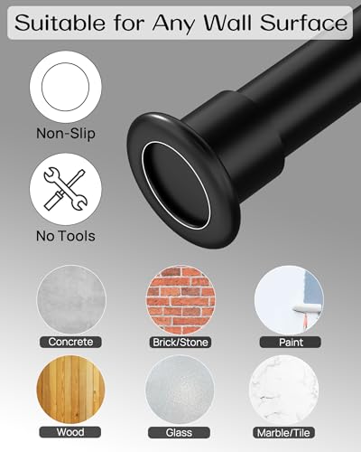 Tension Curtain Rod by EZFurni, 42-123 Inches, Heavy Duty Tension Rods for Windows, Adjustable Spring Loaded Curtain Rods No Drilling, Renter Friendly, Hold Up Blackout Curtains and Non Slip, Black - color: Black, size: 42-123 Inches