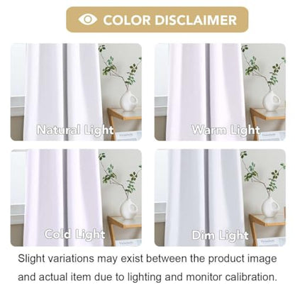 H.VERSAILTEX Linen Look 100% Blackout Curtains 45 Inches Long for Bedroom Rod Pocket 42 Inches Wide Linen Textured Thick Window Curtain Drapes with White Backing, White, 2 Panels - color: White, size: 42"W x 45"L (Pack of 2)