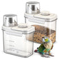 Maxdot 2 Pcs Bird Seed Storage Container 1.7 Qt/1.6 L with Tight Lids Airtight Cup Pet Food Storage Measuring Containers Lids with Pouring Spouts for Macaws African Grey Cockatoos(Beige) - color: Beige