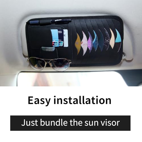 1 Pcs Black Car Sun Visor CD Holder, Universal Fit, Fits Most Cars, SUVs, and Trucks - color: Black