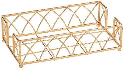 Boston International Arch Design Guest Towel Napkin Holder Caddy, Gold Leaf - color: Gold Leaf, size: 9 x 5.25-Inches
