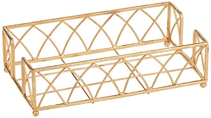 Boston International Arch Design Guest Towel Napkin Holder Caddy, Gold Leaf - color: Gold Leaf, size: 9 x 5.25-Inches