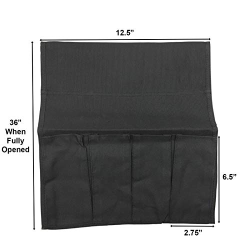 Huji Sofa Chair Armrest Bedside Caddy with Four Pocket Organizer for Remotes and One Hidden Pocket for Books and Magazines - 37” L x 12.50” W (1)