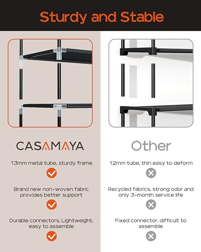 CASAMAYA Shoe Rack with Covers, 10 Tiers Tall Shoe Rack Organizer, Large Capacity Shoe Shelf Storage, Hold 40 Pairs of Shoes, Vertical Shoe Storage Organizer for Closet, Entryway, Black, SRT104B01 - size: 30.1"W - 10 Tier