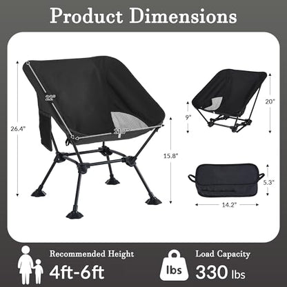 Ultralight Camping Chair,Compact Folding Chair with Anti-Sinking Large Feet and Storage Bag,Lightweight Backpack Chair for Naturehike,Travel,Beach,Hiking - color: Black