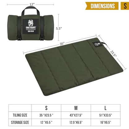 ONETIGRIS Large Dog Bed Washable Matteress Anti Slip Cushion for Pets Sleeping, 3.6ft by 2.2ft Water-Resistant Pet Bed for Indoor Outdoor(Green,S) - size: Small