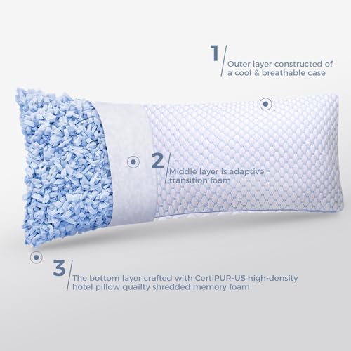 OSBED Shredded Memory Foam Body Pillow | Full body support, supportive, odorless, cooling pillow, adjustable, washable, CertiPUR-US hypoallergenic long adult pillow - size: Body