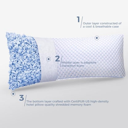OSBED Shredded Memory Foam Body Pillow | Full body support, supportive, odorless, cooling pillow, adjustable, washable, CertiPUR-US hypoallergenic long adult pillow - size: Body