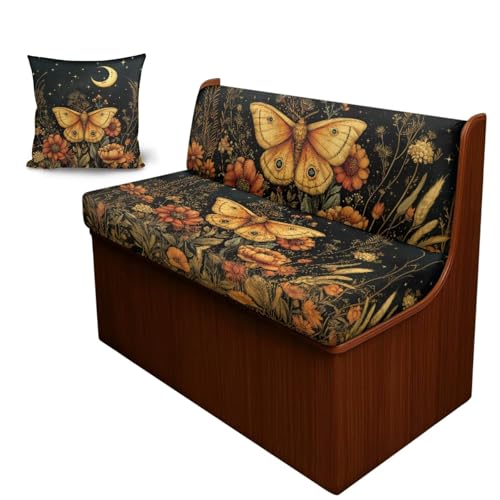 Butterfly Sunflower RV Dinette Cushion Covers 3 Pcs Non-Slip Camper Seat Covers Dinette Booth Stretch Sofa Sofa Slipover Pillowcase Rv Decoration for Travel Trailer Couch - color: Butterfly Sunflower