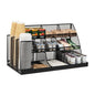 Mind Reader Cup and Condiment Station, Breakroom Countertop Organizer, 3-Tier Storage for Office Coffee Stations and Shared Spaces, Metal Mesh, Black - color: Black Metal