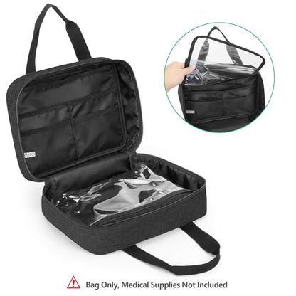 CURMIO Small First Aid Bag, Empty Emergency Trauma Kit Organizer Bag for Hiking, Camping, Car, Travel, Home and Outdoor, Black, BAG ONLY, Patent Pending - color: Black